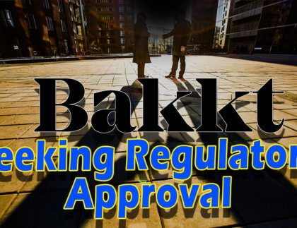 bakkt-regulatory-approval-text-over-long-shadow-of-two-business-men-shaking-hands-city-in-distance