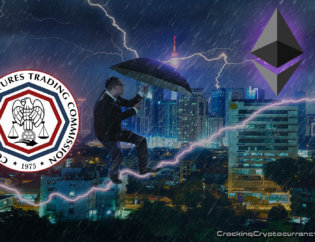 cftc-logo-and-ethereum-logo-over-dramatic-stock-chart-bullish-lightning-beam-with-man-with-umbrella-fighting-riding-the-lightning-bolt