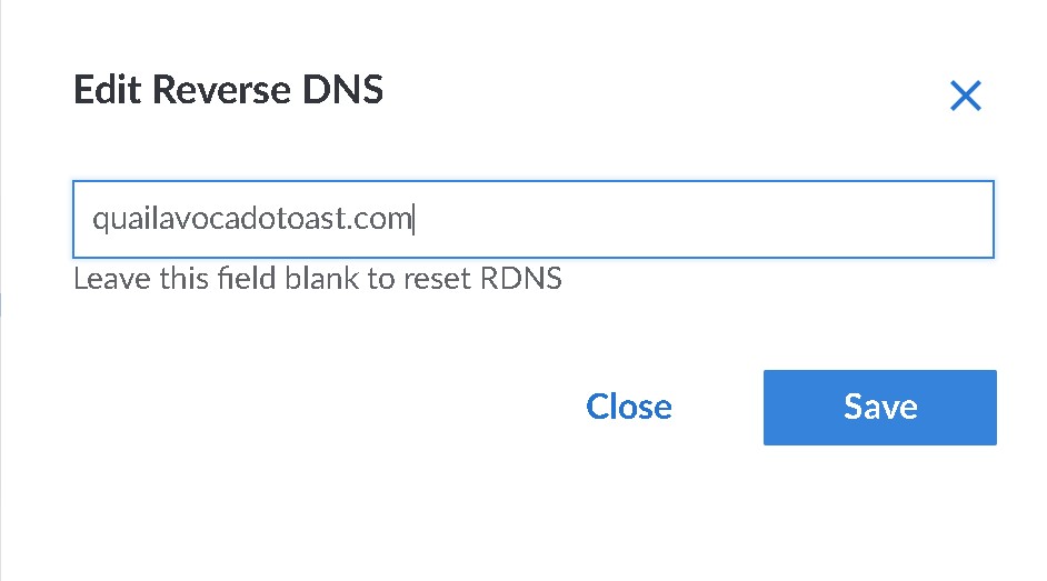 insert your domain name for rdns record